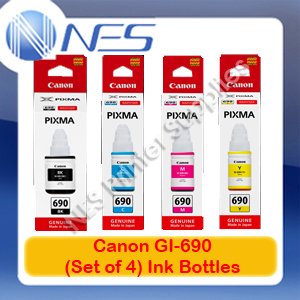 Canon Genuine GI-690 BK/C/M/Y (4x) Ink Bottle Set for PIXMA G2600/G3600 #GI690 *** FREE SHIPPING!!! ***